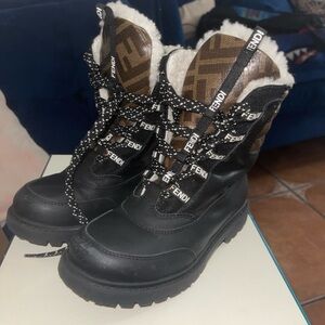Fendi Black and Brown Winter Boots Size 12 US, 29 EU